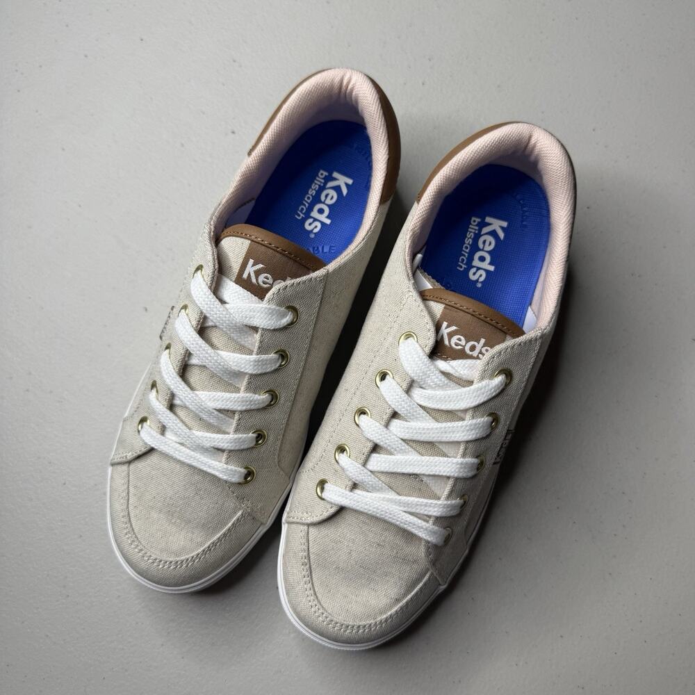 Keds Center III Natural Undyed Canvas Lace Up Sneakers Shoes Womens 6